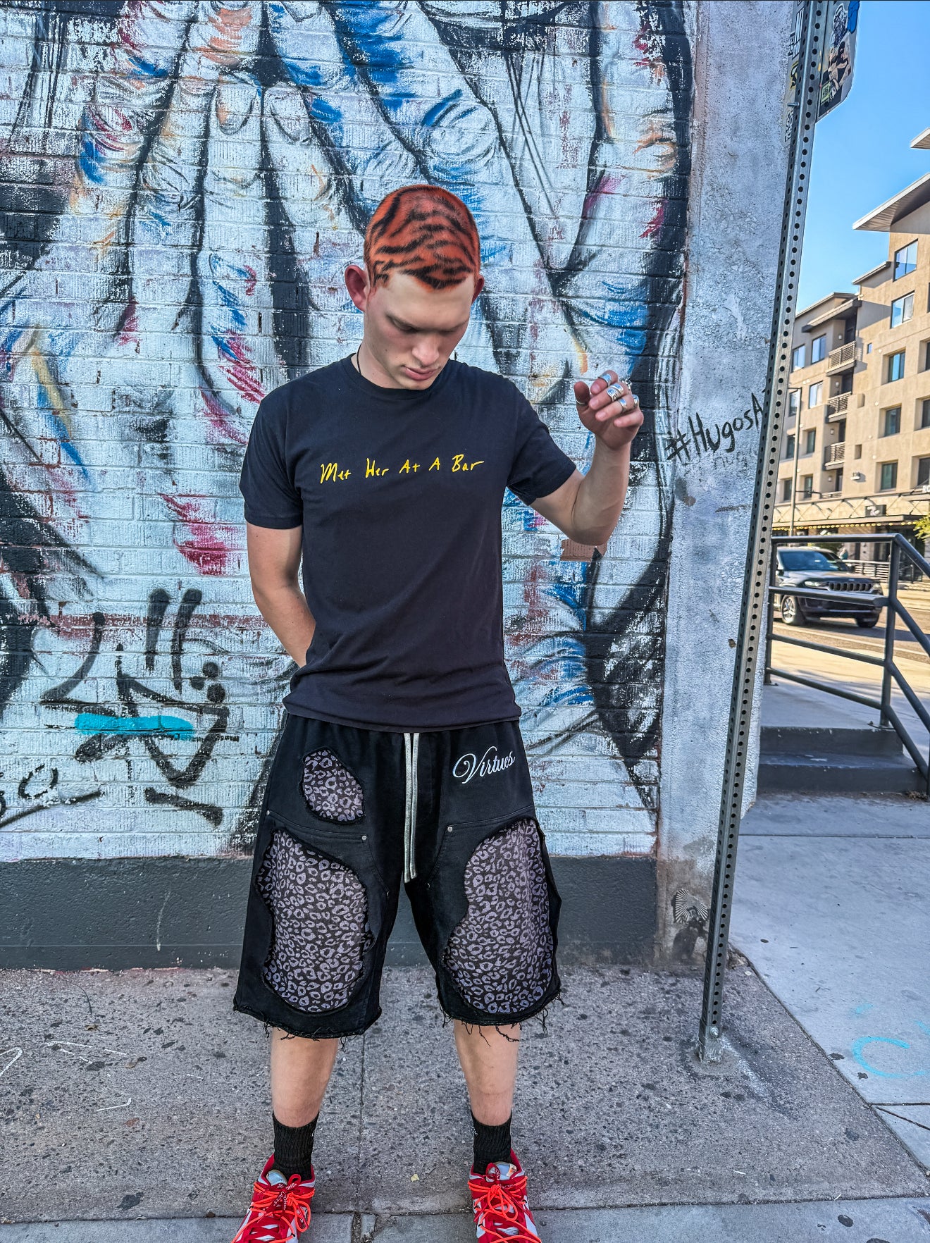 leopard print sweat shorts